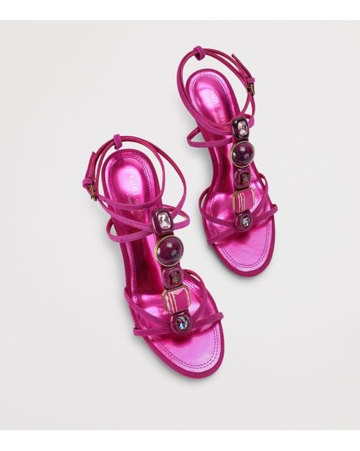 Kurt Geiger Pink Leather Embellished Loulou Heeled Sandals 90