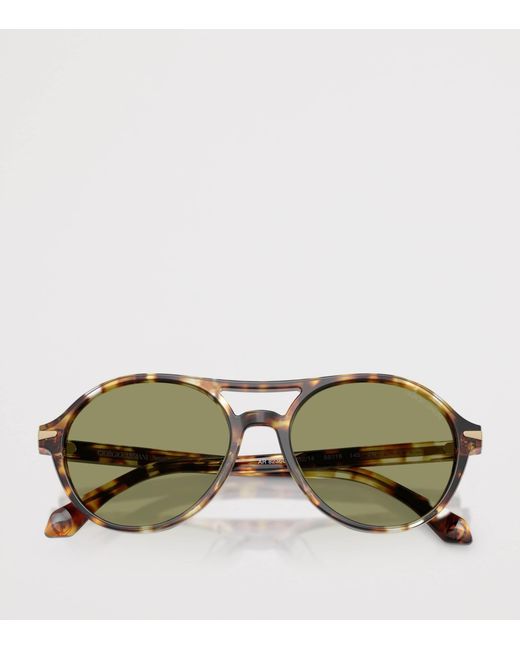 Giorgio Armani Green Tortoiseshell Round Sunglasses for men