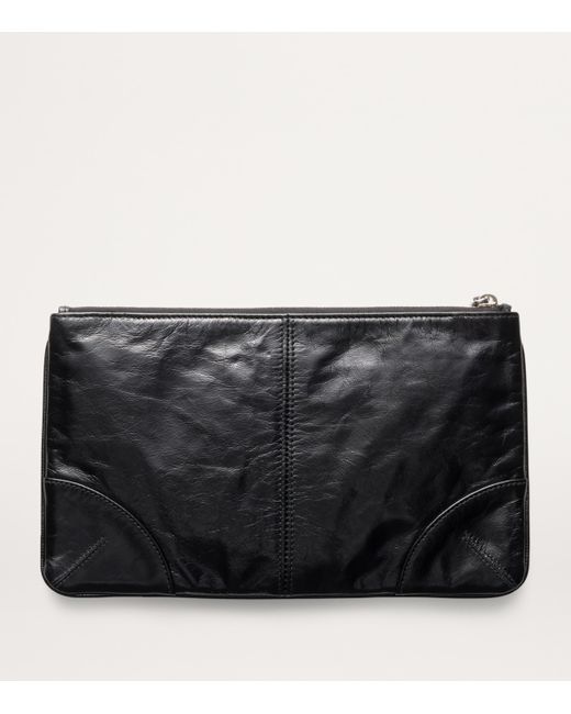 Prada Black Leather Triangle Pouch for men