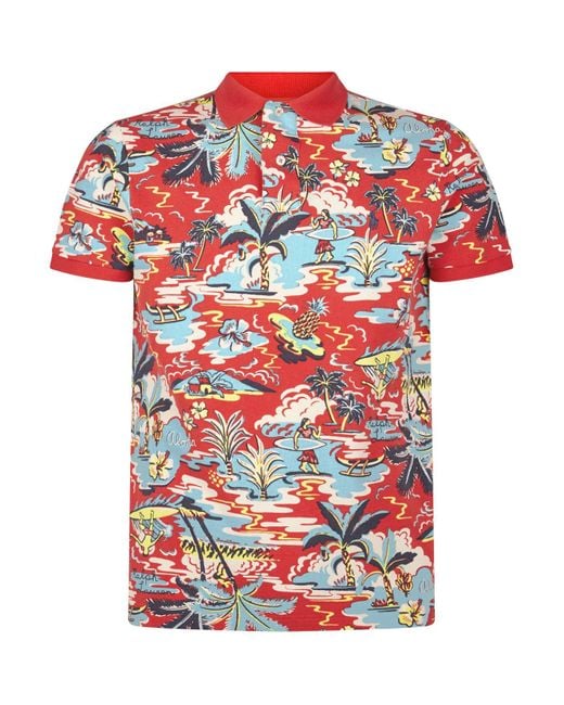Polo Ralph Lauren Red Hawaiian Print Polo Shirt for men