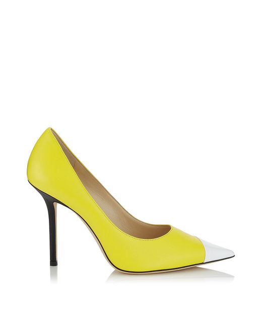 Jimmy Choo Yellow Love 100 Contrast Leather Pumps