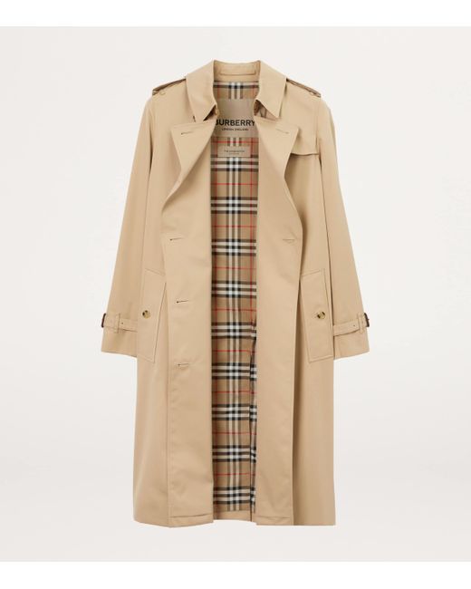 Burberry Natural Gabardine Kensington Long Trench Coat