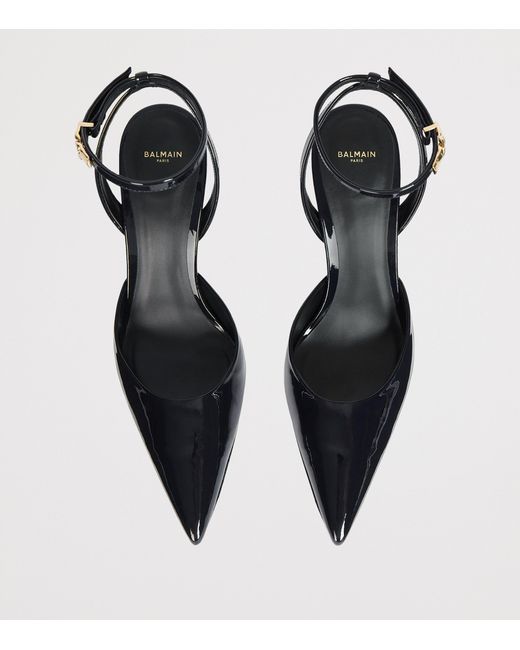 Balmain Blue Patent Leather Strappy Pumps 95