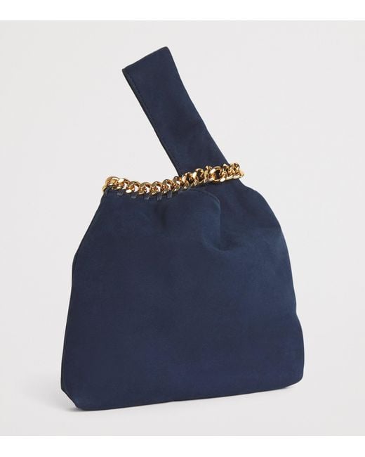 Stella McCartney Blue Faux Suede Falabella Wristlet Clutch Bag