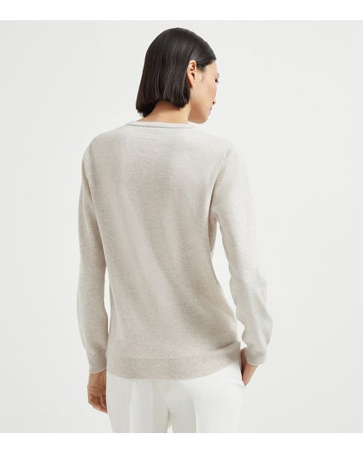 Brunello Cucinelli Natural Cashmere Monili-Detail Sweater
