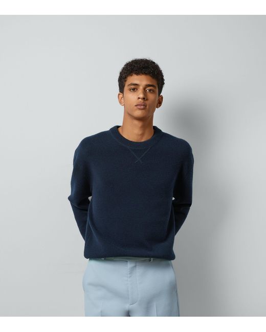 Gucci Blue Wool Embroidered Sweater for men