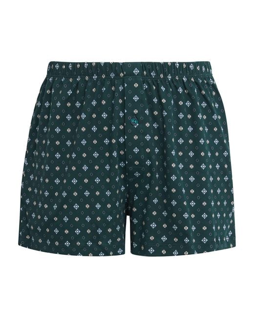 Hanro Green Cotton Boxer Shorts for men