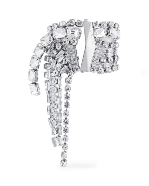 Jimmy Choo White Crystal-Embellished Zandra Bracelet