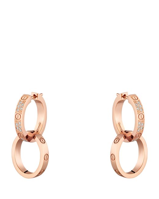Cartier Natural And Diamond Love Double Hoop Earrings