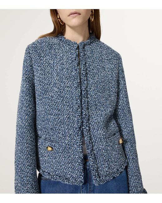 Valentino Garavani Blue Tweed-Denim Textured Jacket