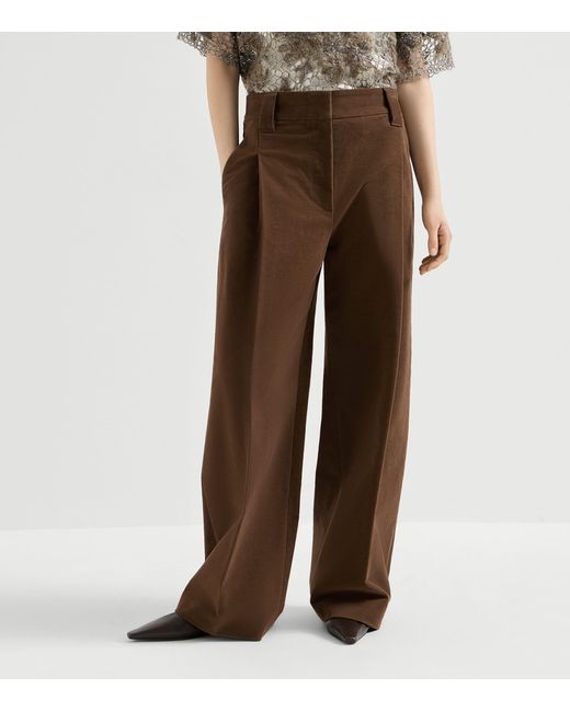 Brunello Cucinelli Brown Moleskin Sartorial Trousers