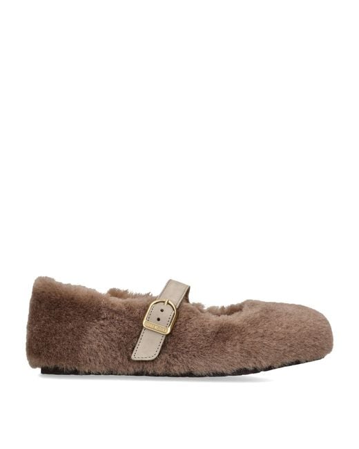 Birkenstock Brown Shearling Santa Clarita Ballet Flats