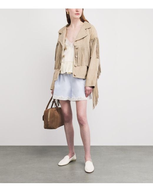 Sandro Natural Suede Fringed Jacket
