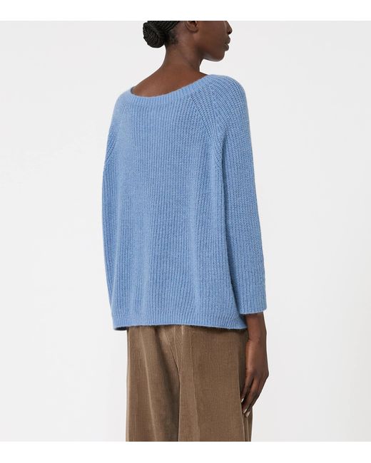 Weekend by Maxmara Blue Ribbed Round-Neck Sweater