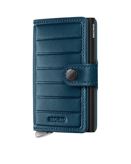 Secrid Blue Leather Embossed Lines Miniwallet for men