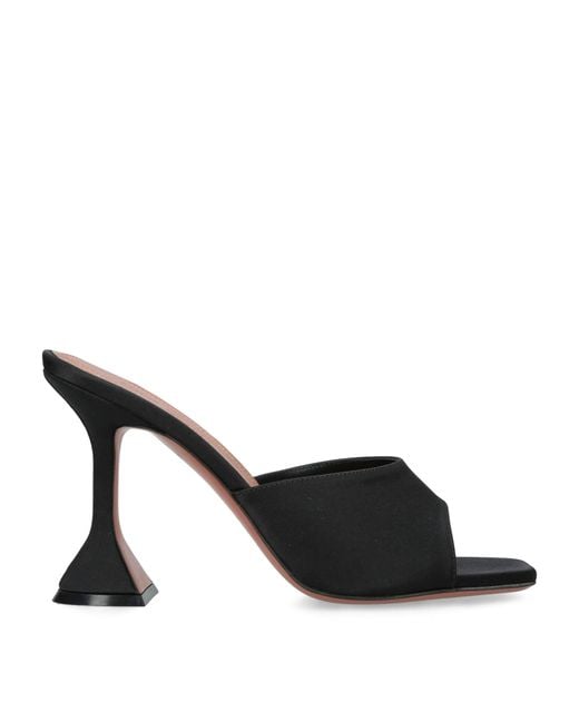 AMINA MUADDI Black Satin Lupita Heeled Mules 95