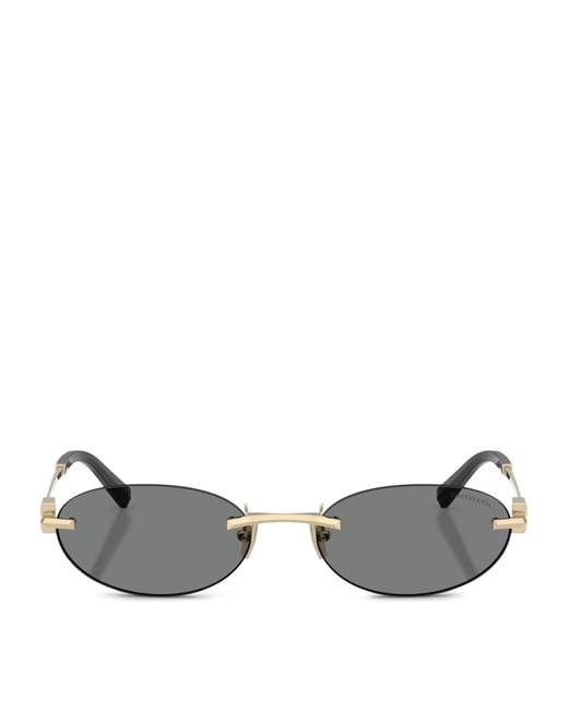 Tiffany & Co Metallic Metal Tf3119D Oval Sunglasses