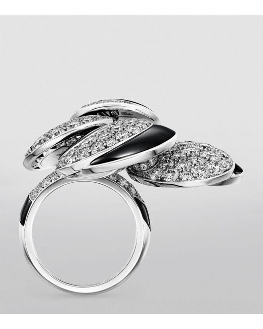 Cartier Metallic White Gold, Diamond And Onyx Libre Polymorph Ring