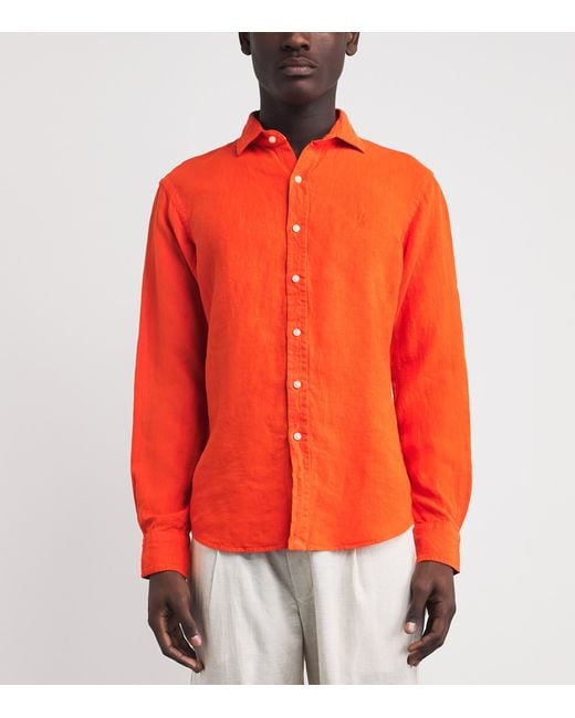 Polo Ralph Lauren Red Linen Custom-Fit Shirt for men