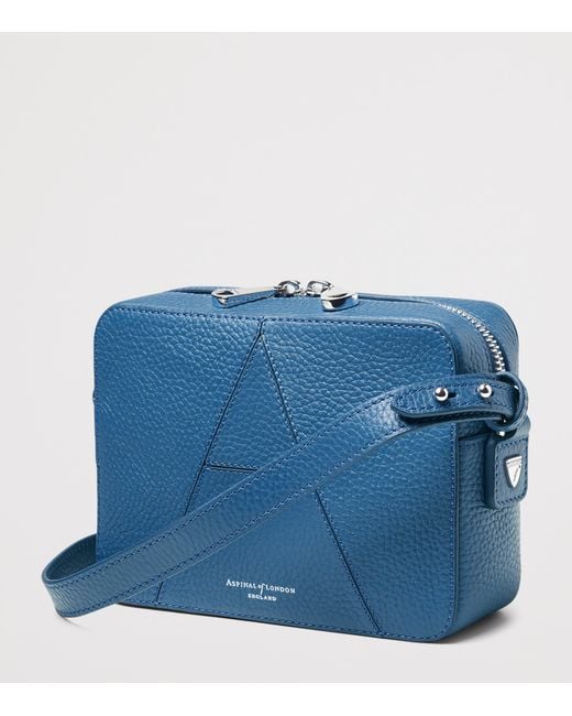 Aspinal Blue Leather A Camera Bag
