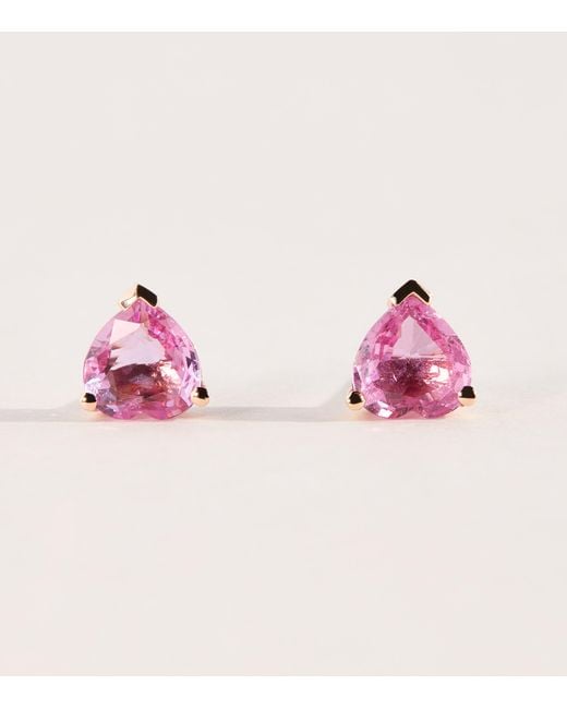 SHAY Pink Rose, Diamond And Sapphire Teardrop Halo Stud Earrings