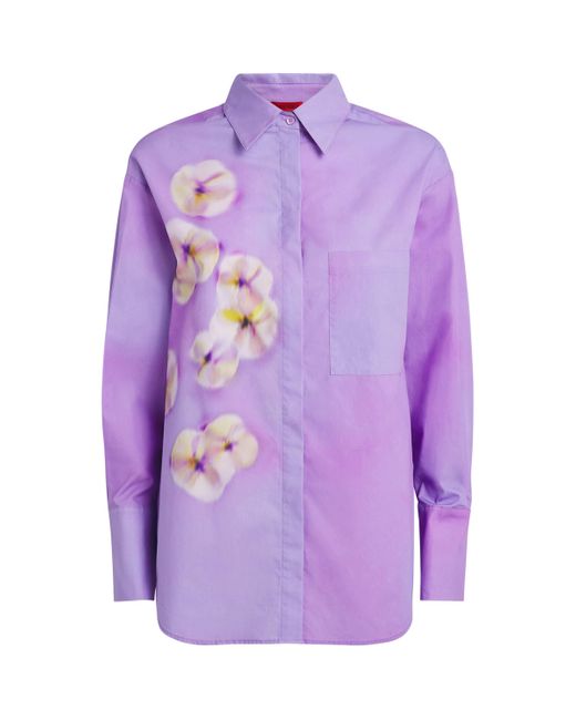 MAX&Co. Purple Cotton Floral Shirt