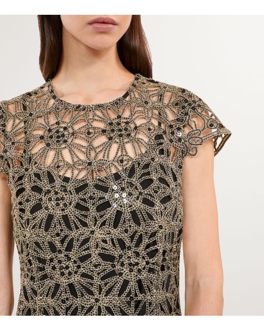 The Kooples Sequinned Guipure Mini Dress in Metallic | Lyst UK