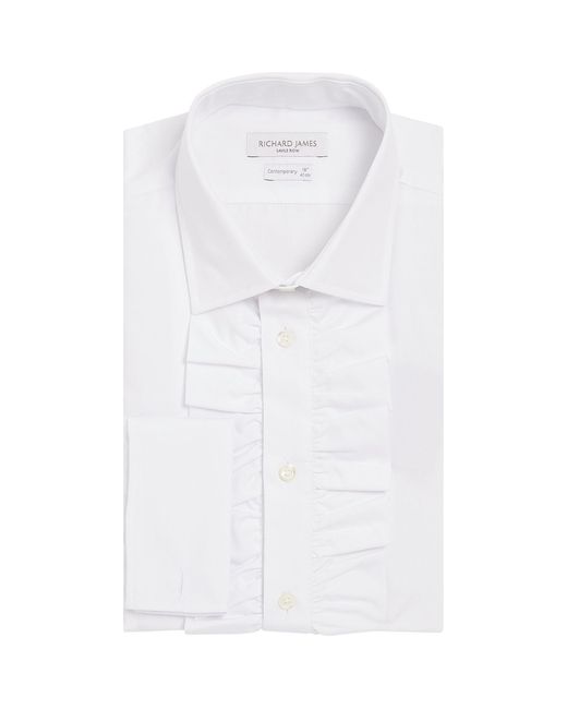 Richard James White Contemporary-fit Ruffle Evening Shirt for men