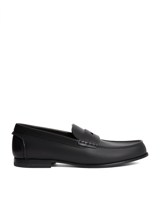 Dunhill Black Leather Flex Heddon Loafers for men