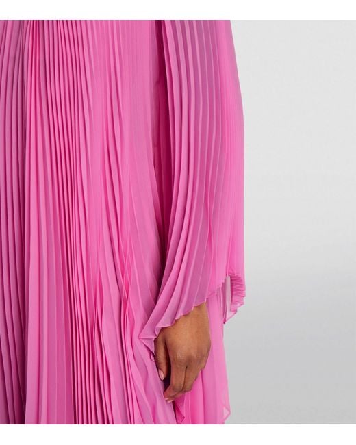 Max Mara Pink Tulle Pleated Maxi Dress