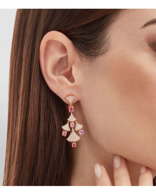 BVLGARI White Rose Gold, Diamond And Spinel Diva's Dream Earrings