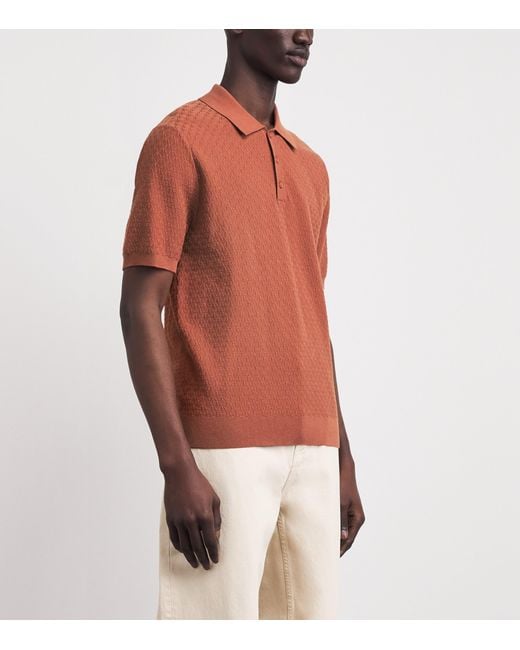 Wax London Orange Cotton-Cashmere Naples Polo Shirt for men