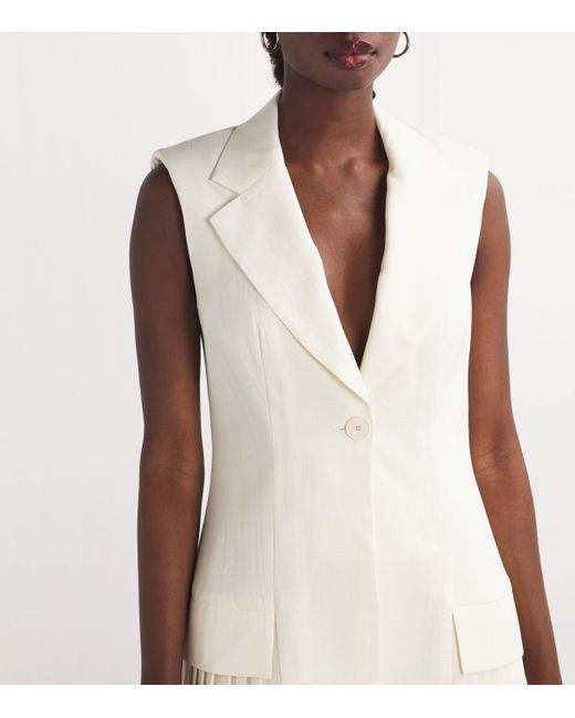 Sandro White Pleated Mini Dress