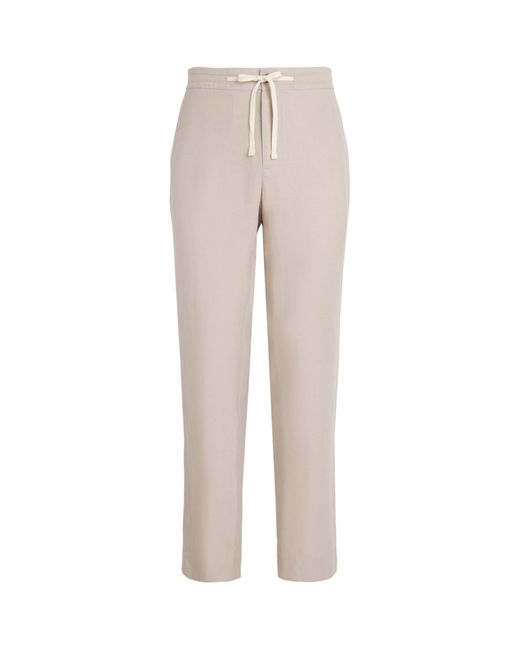Vince Natural Linen Drawstring Straight Trousers for men