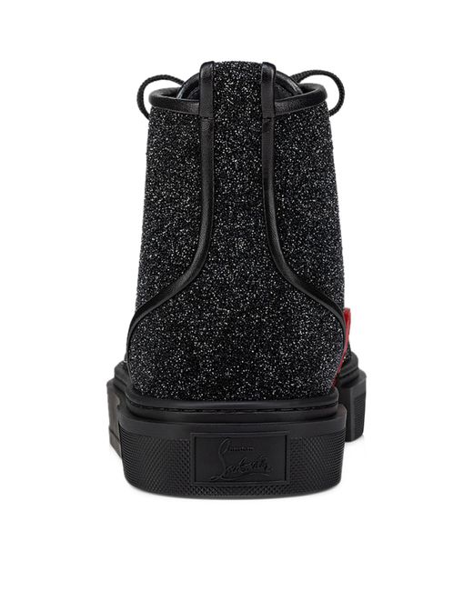 Christian Louboutin Black Leather Adolon High-top Sneakers for men
