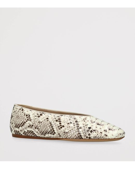 Le Monde Beryl Metallic Snakeskin-Effect Regency Ballet Flats