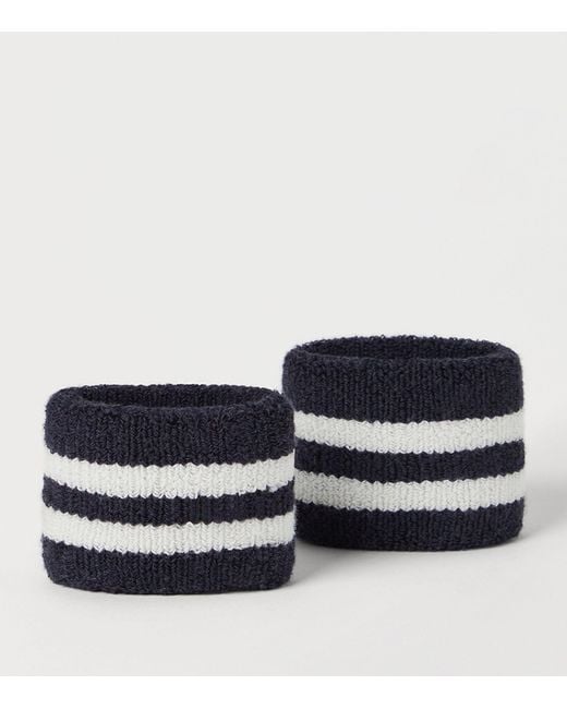 Brunello Cucinelli Blue Cotton Striped Sweatbands for men