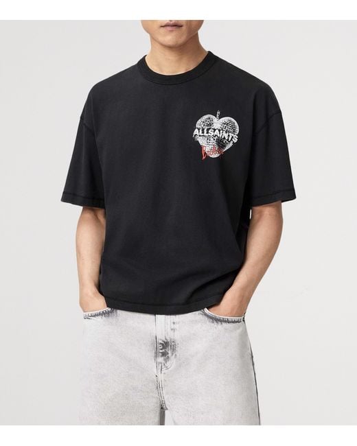 AllSaints Black Organic Cotton Reflect T-Shirt for men