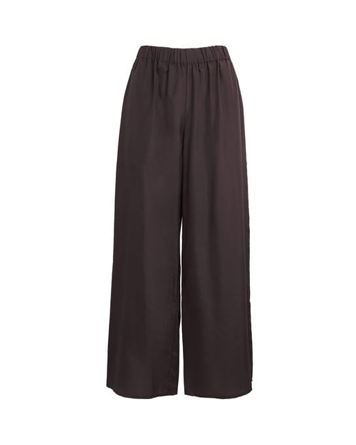 LeKasha Brown Silk Pamir Wide-Leg Trousers
