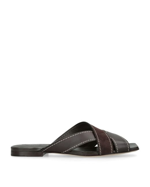 Tod's Brown Leather T-Strap Sandals
