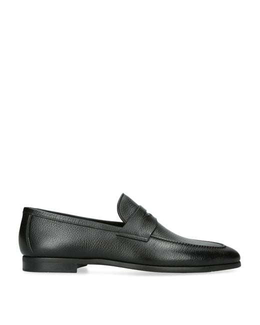 Magnanni Shoes Black Leather Diezma Ii Loafers for men