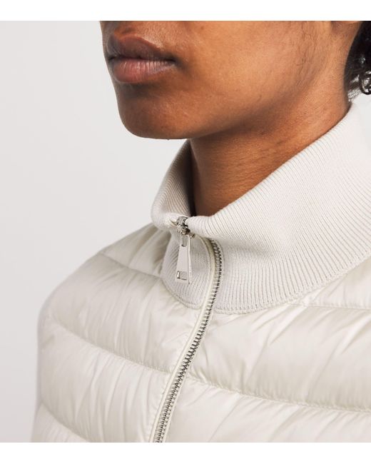 Moncler White Down Panelled Cardigan
