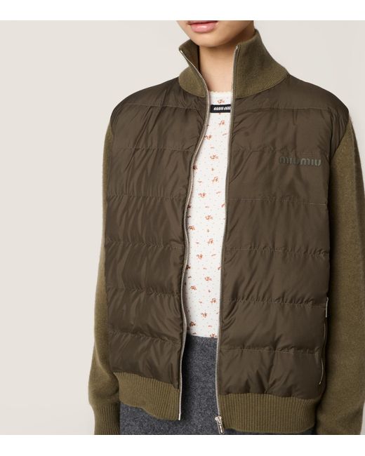 Miu Miu Green Cashmere Down-Filled Jacket