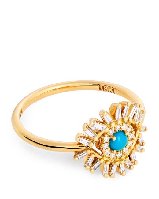 Suzanne Kalan Metallic Diamond And Mini Evil Eye Ring