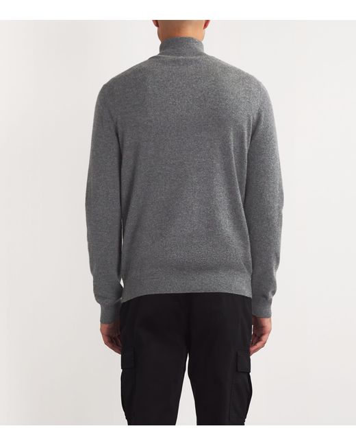 Falke Gray Cashmere Zipped Sweater for men