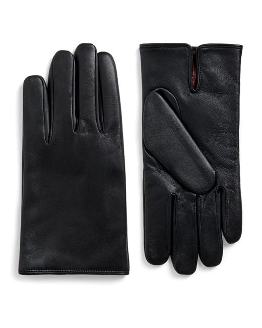 Dents Black Leather Cashmere-Lined Abercairney Gloves for men
