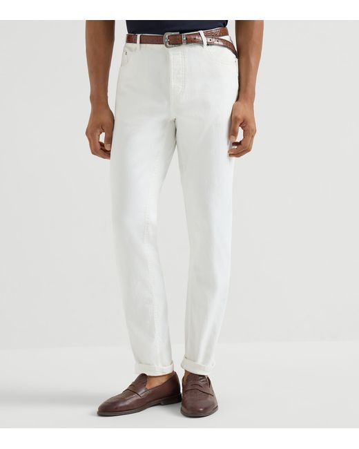 Brunello Cucinelli White Comfort Straight Jeans for men