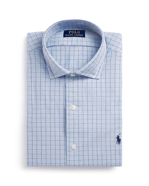 Polo Ralph Lauren Blue Stretch-Cotton Check Custom Fit Shirt for men