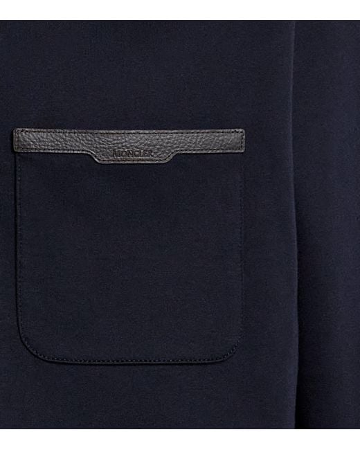 Moncler Blue Cotton-Blend Jersey Half-Zip Sweater for men