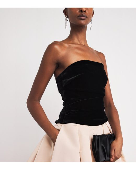 Monique Lhuillier Silk-Velvet Strapless Ballgown in Natural | Lyst UK